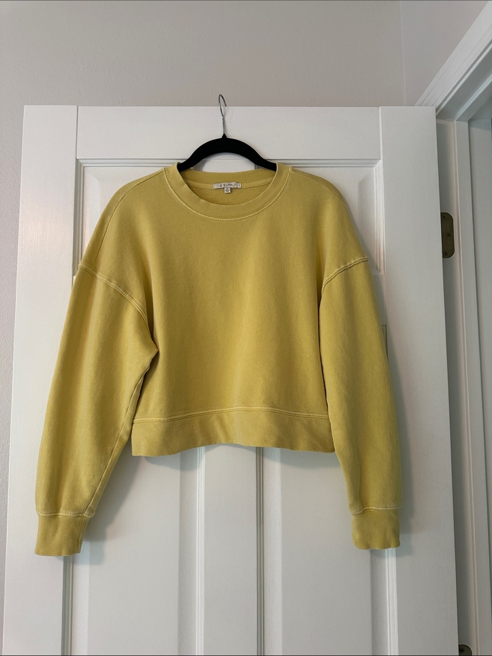 Z Supply Yellow Cropped Crewneck Sweatshirt